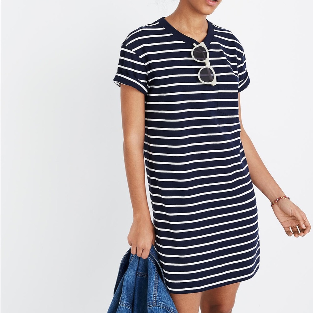 Madewell striped pocket tee dress